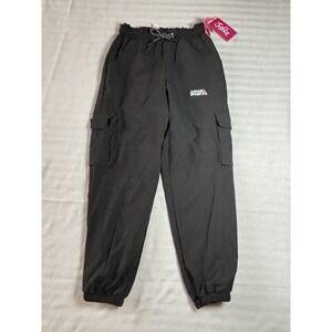 Justice Girls Black Cargo Parachute Pants NWT Fully Lined